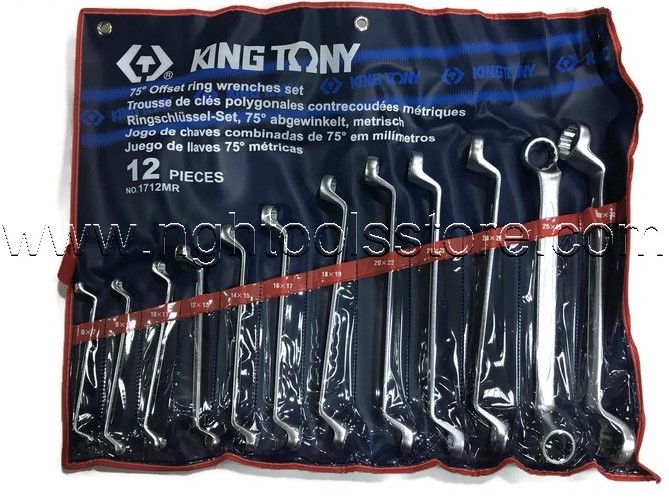 ประแจแหวนคอ 75 องศา ชุด 12 ตัว (1712MR) ยี่ห้อ KING TONY
