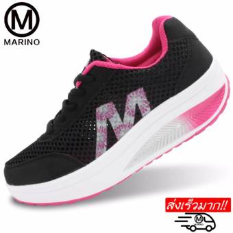 Marino รองเท้าผ้าใบ รองเท้าเพิ่มความสูงสำหรับผู้หญิง No.A013- Black / Pink
