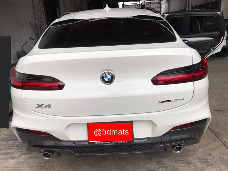 พรมปูพื้นรถยนต์6D BMW X4 G02 (ปี2018-24) พรม6D QJ VIP หนาพิเศษ สีดำด้ายครีม รวมแผ่นท้าย ปิดเบาะ เต็มคัน (7ชิ้น)