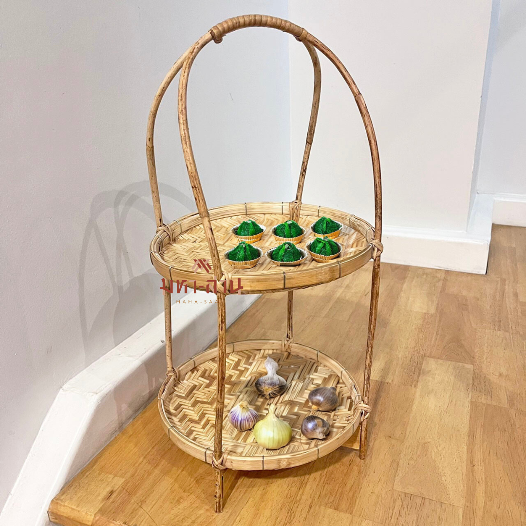 กระจาดวางหอม กระเทียม 2ชั้น กระจาดวางขนมไทย 💞