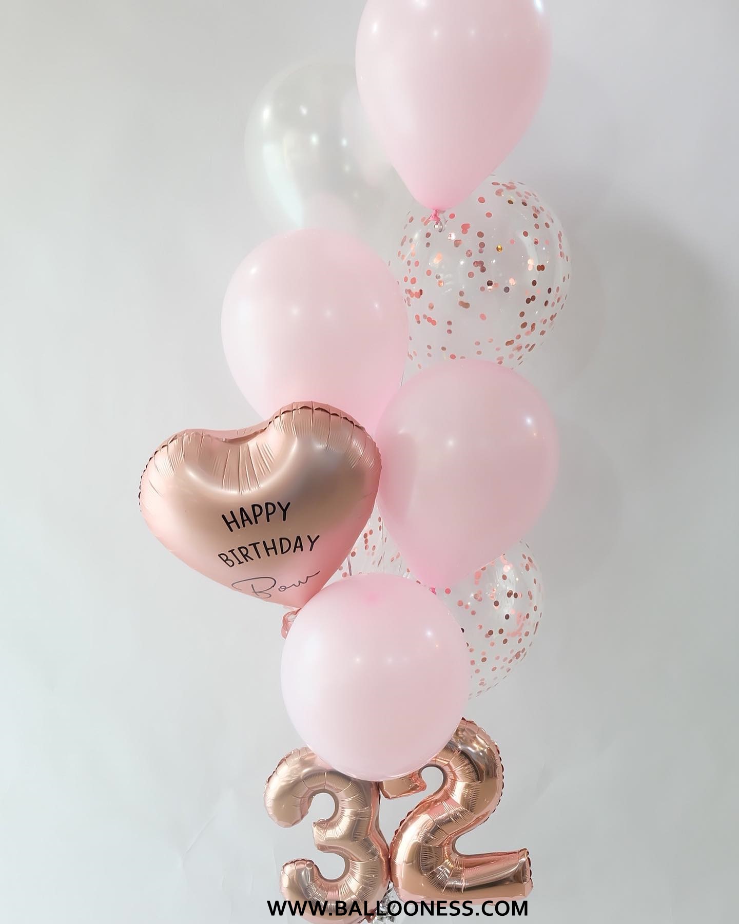 ลูกโป่งวันเกิดขนาดเล็กโทนชมพู+หัวใจเขียนข้อความได้+ตัวเลข / Set Balloon mini Pink tone