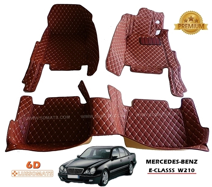 พรมปูพื้นรถยนต์ BENZ E230 W210 ปี1995-03 พรม6D สีน้ำตาลเข้ม เข้ารูป เต็มคัน 3ชิ้น