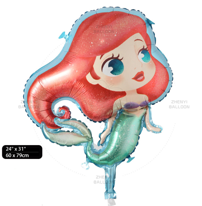 ลูกโป่งฟอยการ์ตูนนางเหงือก / Ariel Foil Balloon