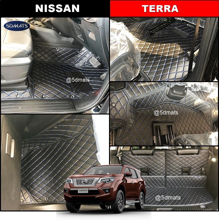 พรมปูพื้นรถยนต์6D NISSAN TERRA (ปี2018-23) พรม6D หนังpvcแท้ หนานุ่ม เกรดA เต็มคัน (8ชิ้น) st