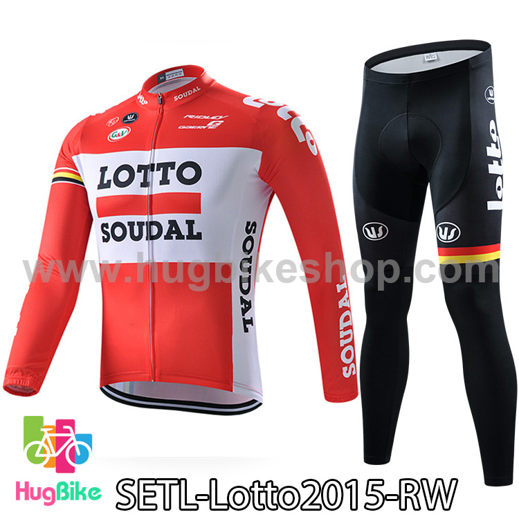 ชุดจักรยานแขนยาวทีม Lotto Soudal 15 สีส้มขาว