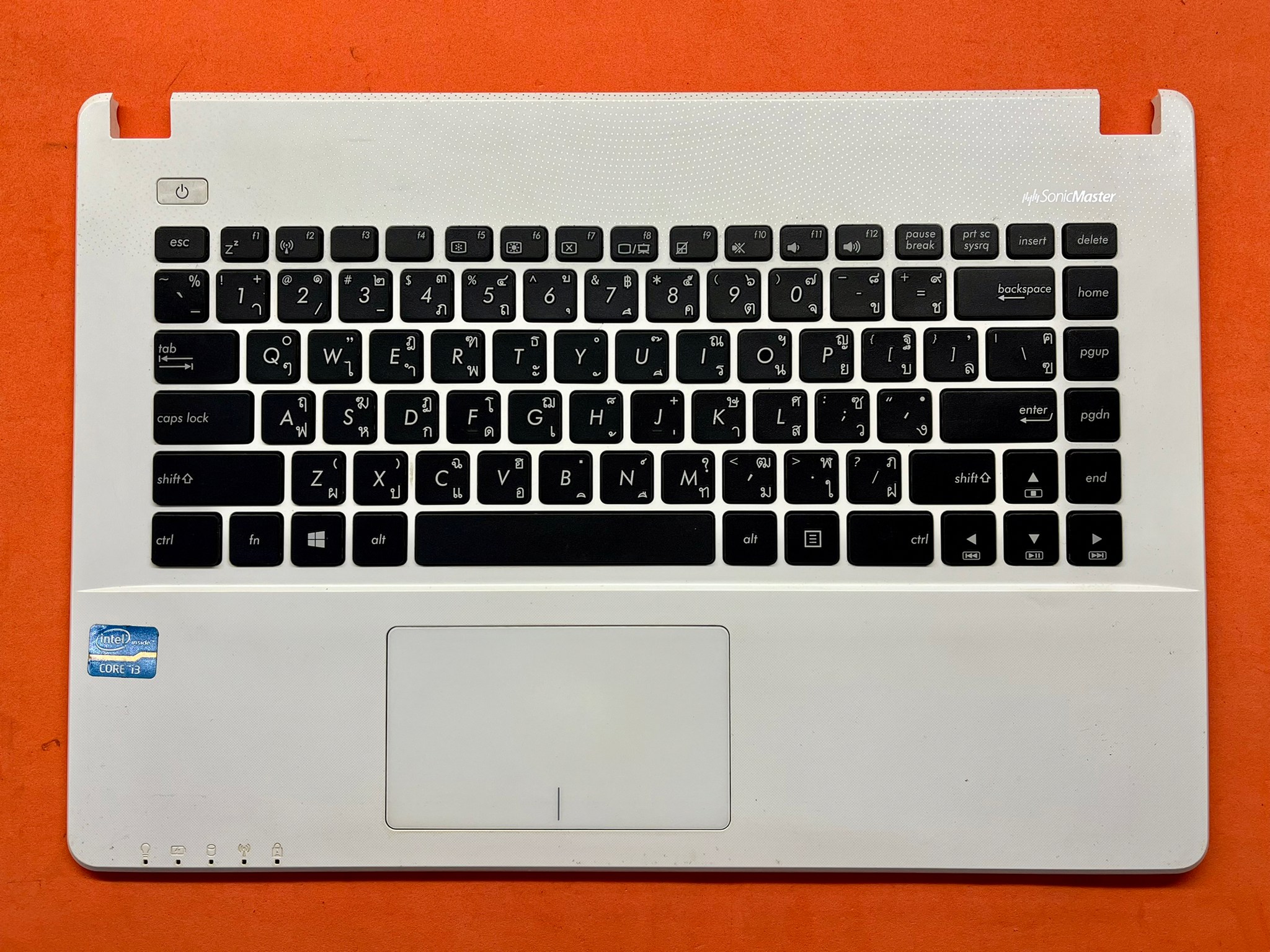 MT01932 บอดี้บนโน๊ตบุ๊ค+คีย์บอร์ดโน๊ตบุ๊ค ASUS K450C X450C X450CC (ตำหนิหมุดแตก 1 จุดตามรูป สินค้ามือสอง,สีขาว) 2