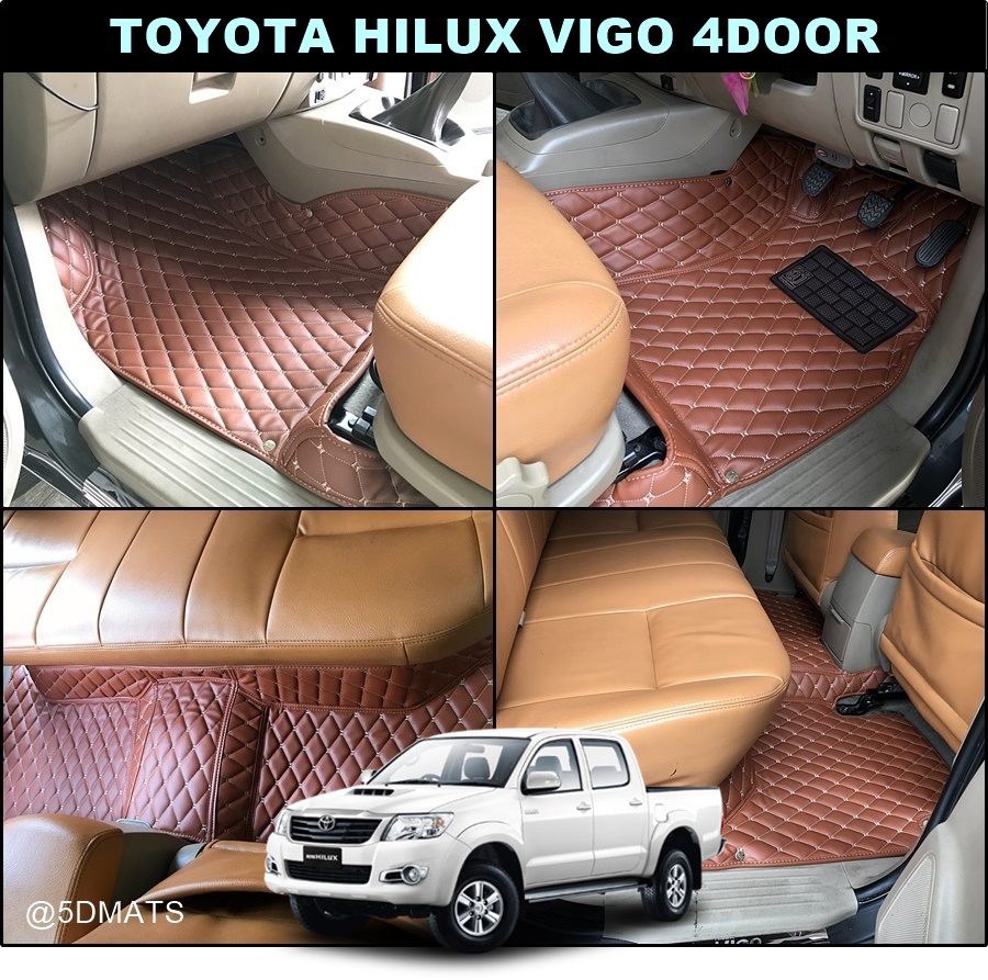 พรมปูพื้นรถยนต์6D TOYOTA VIGO 4ประตู พรม6D QJ VIP สีน้ำตาล หนาพิเศษ เต็มคัน