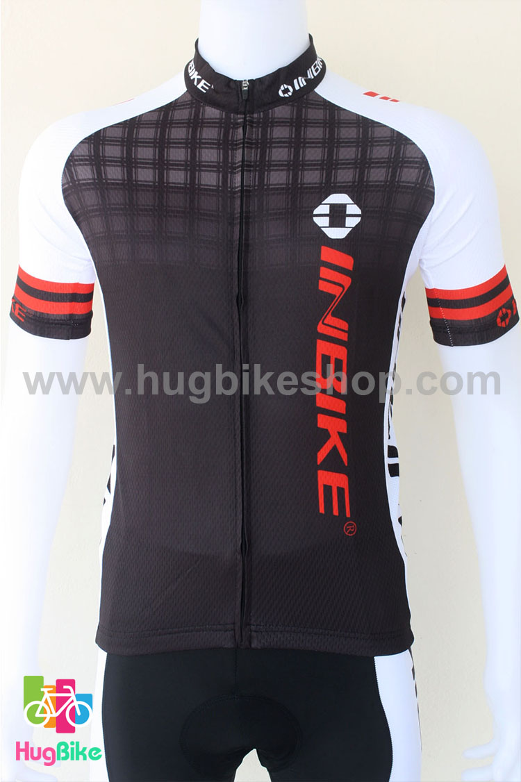 ชุดจักรยานแขนสั้นทีม INBIKE 16 (01) สีดำขาวแดง