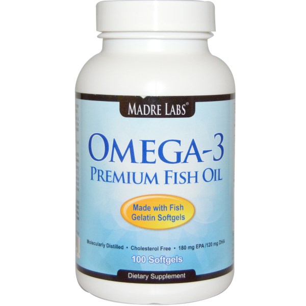 Madre Labs, Omega-3 Premium Fish Oil, 100 Fish Gelatin Softgels