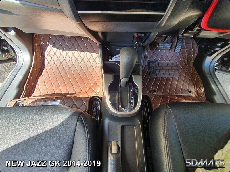 พรมปูพื้นรถยนต์6D JAZZ GK 2014-2019 สีกาแฟ รุ่นVIP 13มิล หนาพิเศษ 6ชิ้น