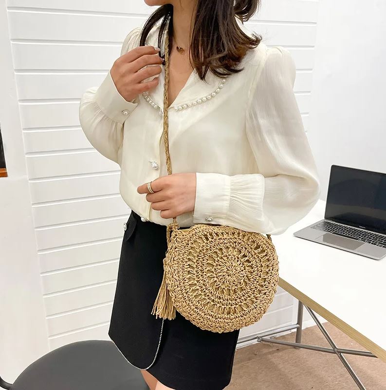 กระเป๋าสะพายไหล่ ทรงกลมเดินชายหาด แฟชั่นฤดูร้อน ✿