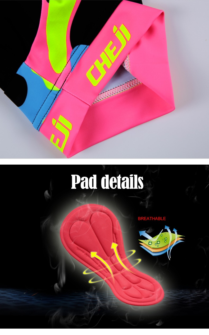 ชุดจักรยานเด็กแขนสั้นขาสั้น CheJi (17) สีดำเหลืองลายพราง