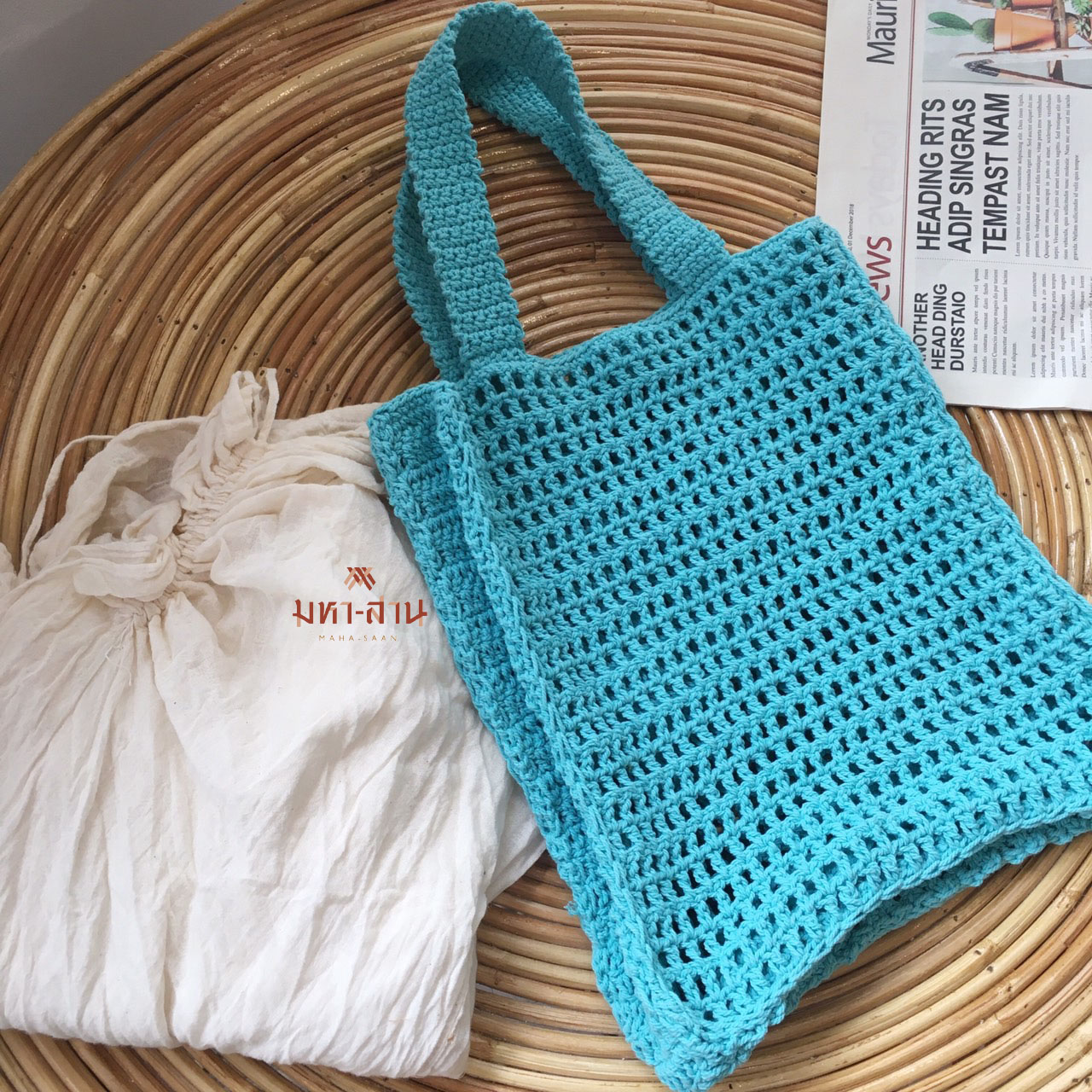 กระเป๋าcotton+เชือก เล็ก👜