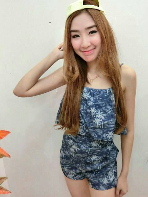 จั๊มสูทสายเดี่ยวระบาย ผ้ายีนส์