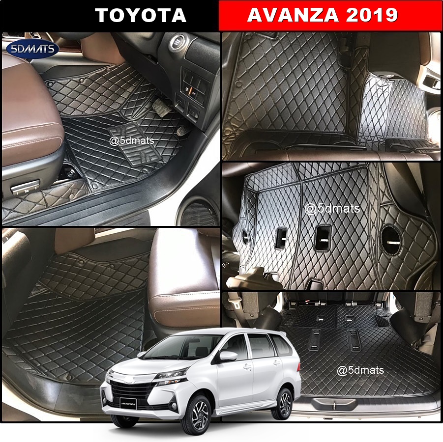 พรมปูพื้นรถยนต์6D TOYOTA AVANZA (ปี2019-23) พรม6D หนังpvcแท้ หนานุ่ม เกรดA เต็มคัน (7ชิ้น)