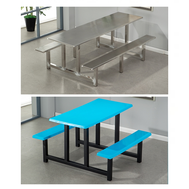 ชุดโต๊ะอาหารโรงอาหารสแตนเลส (แบบติดม้านั่ง)