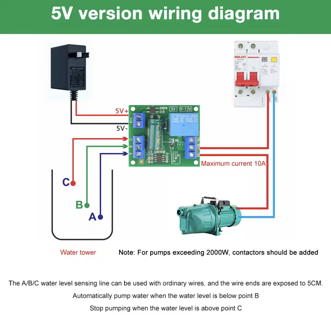 โมดูลควบคุมระดับน้ำอัตโนมัติด้วยรีเลย์ (Liquid Sensor Switch) 5 v, 12 v
