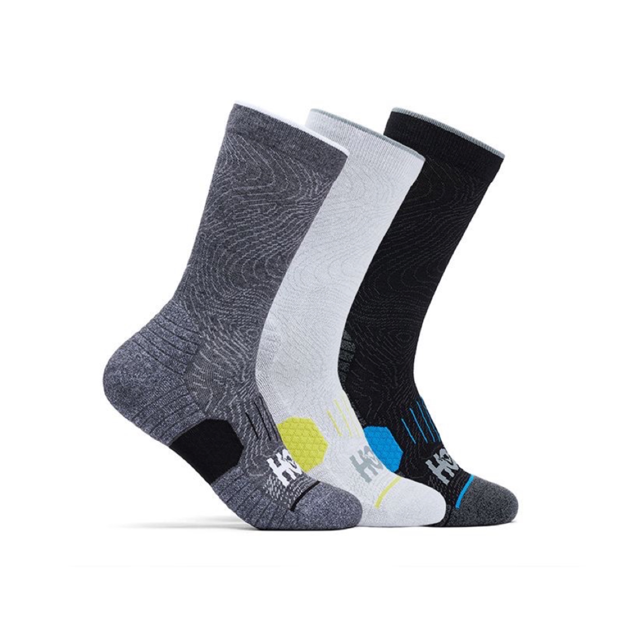 ถุงเท้าวิ่ง HOKA Running Crew Socks ‘MonoChrome‘ #แพค1คู่ (L)