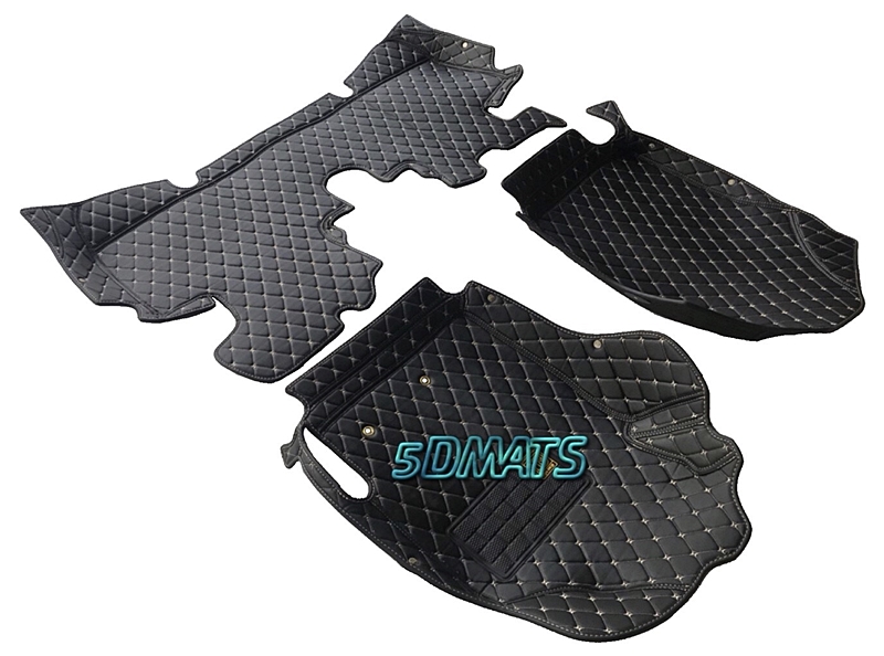 พรมปูพื้นรถยนต์ 6D หนาพิเศษ YARIS 2006-2013 สีดำด้ายครีม รวมแผ่นปูท้าย 4ชิ้น เต็มคัน