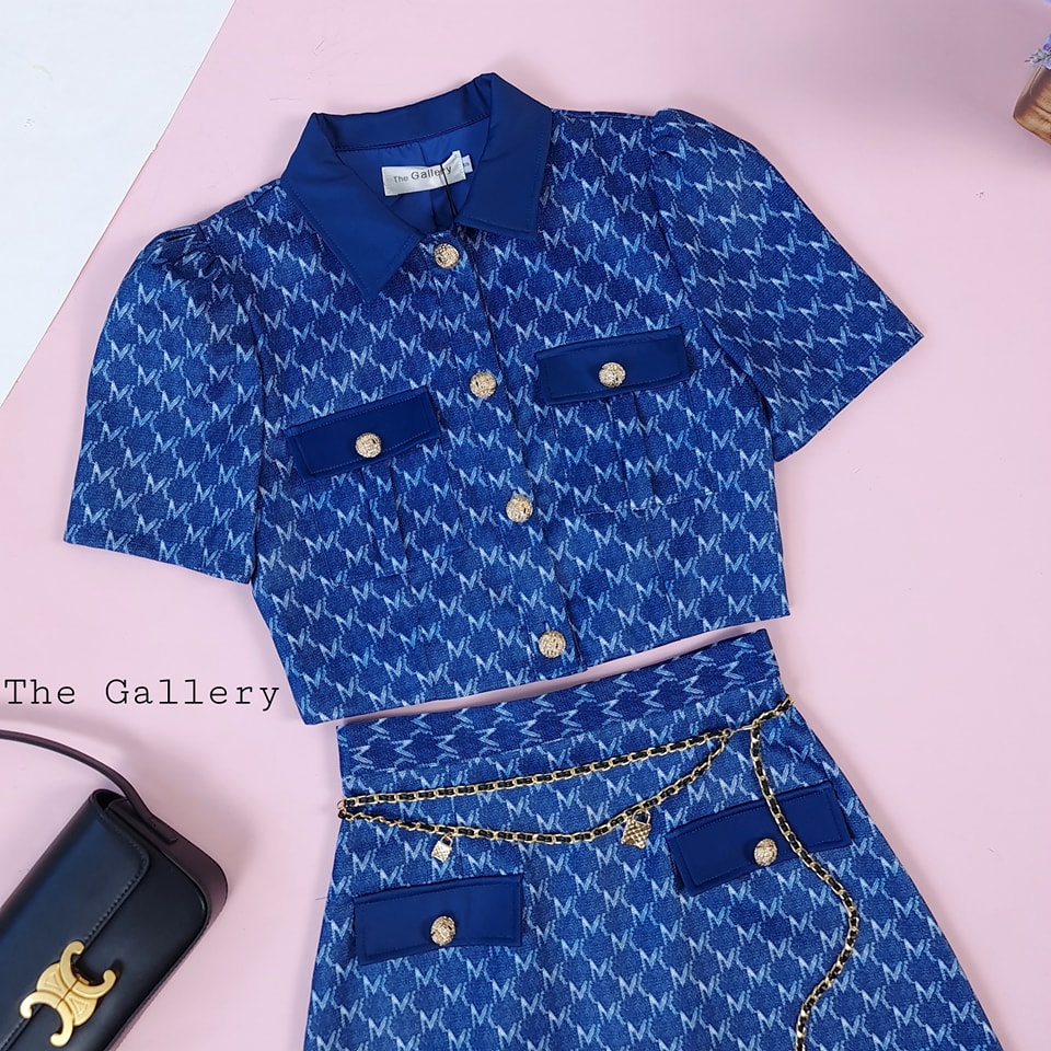 ชุดเซ็ต3ชิ้นเสื้อครอปและกระโปรงพิมส์ลาย เนื้อผ้าพรีเมี่ยม มาพร้อมเข็มขัดโซ่เข้าชุด สวยครบจบในชุดเดียว ห้ามพลาดเลยยย