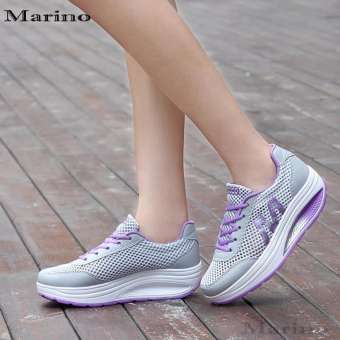 Marino รองเท้าผ้าใบ รองเท้าเพิ่มความสูงสำหรับผู้หญิง No.A013 - Grey/Purple