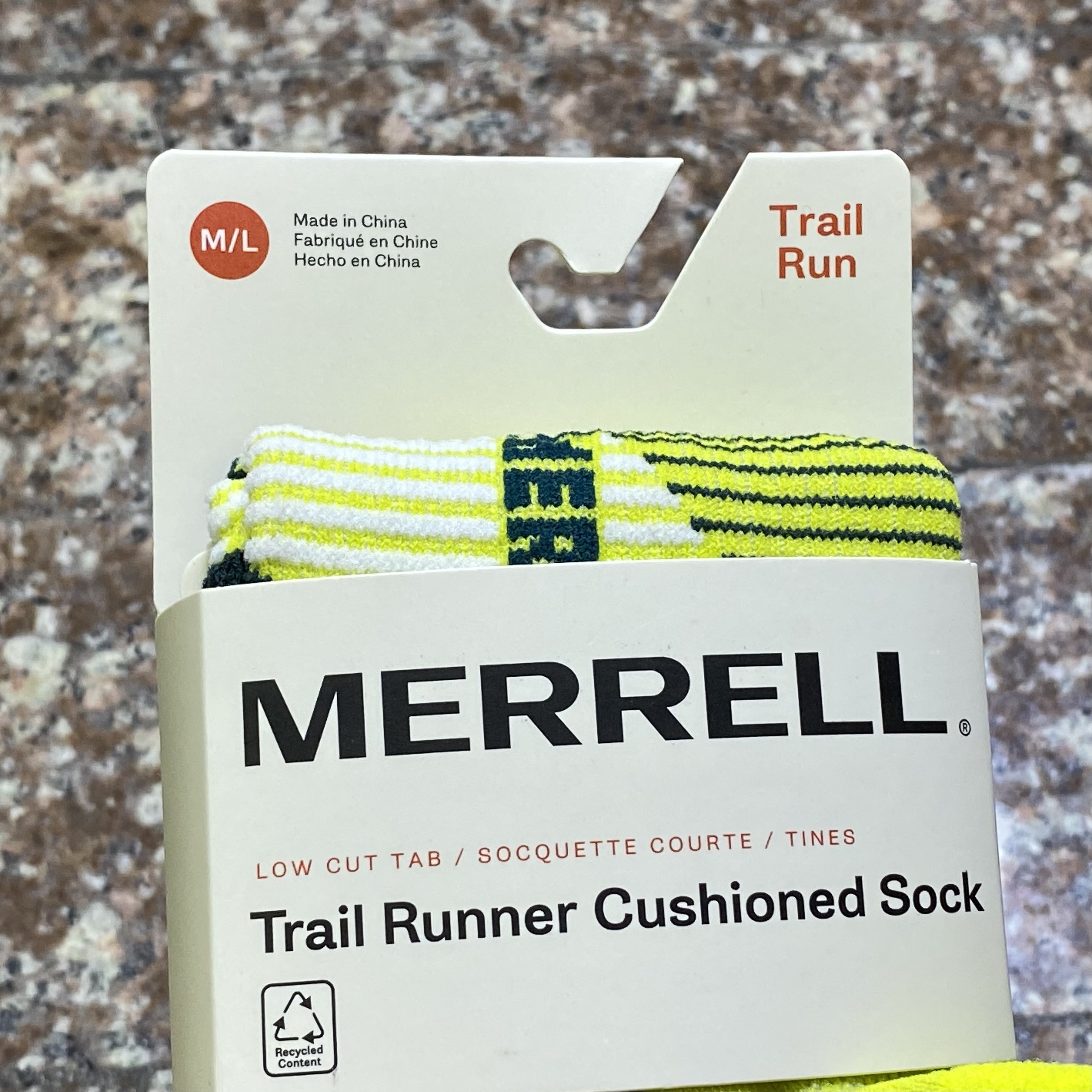 ถุงเท้าวิ่ง Merrell Trail Cushioned Running Socks ‘Lime’ (M)