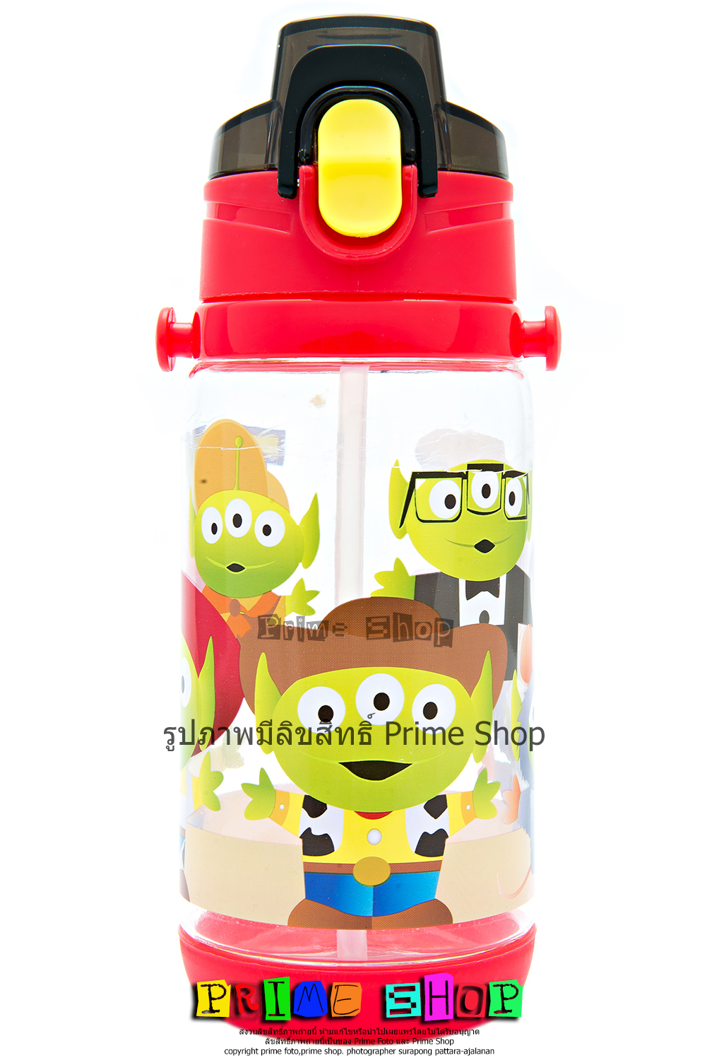 กระติกน้ำแบบหลอดดูด 4011 มีสายสะพาย 450 ml. ลาย TOY STORY B (แดง)