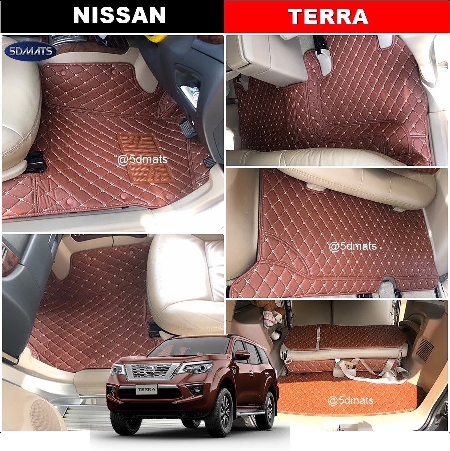 พรมปูพื้นรถยนต์6D NISSAN TERRA (ปี2018-23) พรม6D หนังpvcแท้ หนานุ่ม เกรดA เต็มคัน (8ชิ้น) st