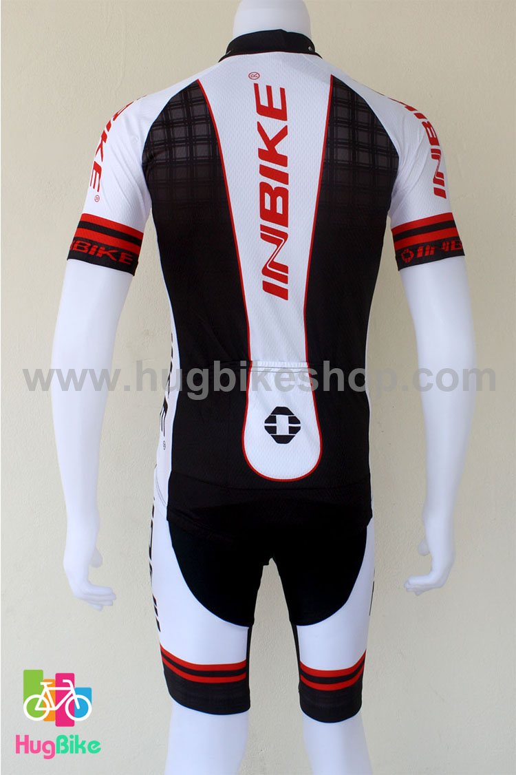 ชุดจักรยานแขนสั้นทีม INBIKE 16 (01) สีดำขาวแดง