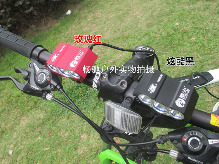 ไฟหน้าจักรยาน CREE XM-L T6 LED 3 ดวง ความสว่าง 3600 Lumen พร้อมแบตเตอรี่ครบชุด (DC)