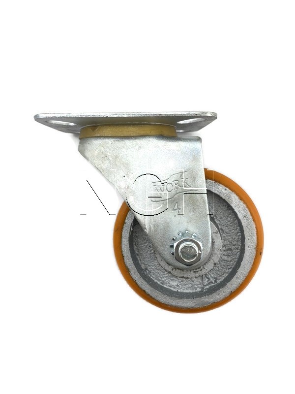 ล้อรถเข็นโพลียูรีเทรน รุ่น R100 ล้อเป็น ล้อสีส้ม (Polyurethane caster wheel)
