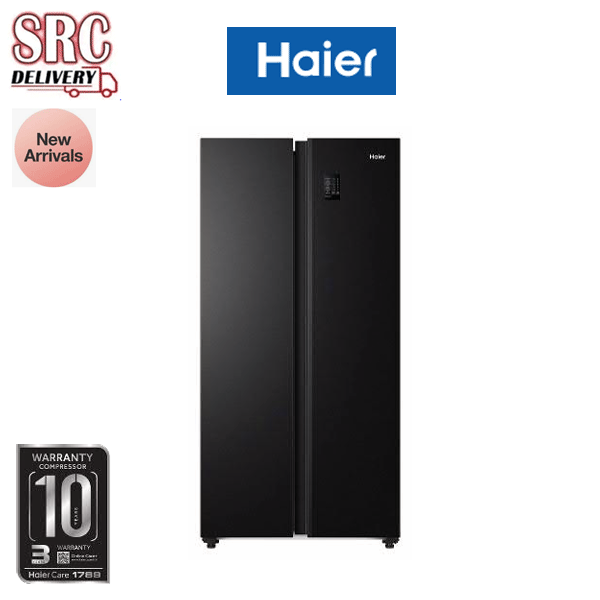HAIER ตู้เย็น 2 ประตู Side by Side ขนาด 17.1 คิว รุ่น HRF-SBS490 สีดำ Inverter สอบถามสินค้า พร้อมส่วนลด ทัก line @srchomelcd