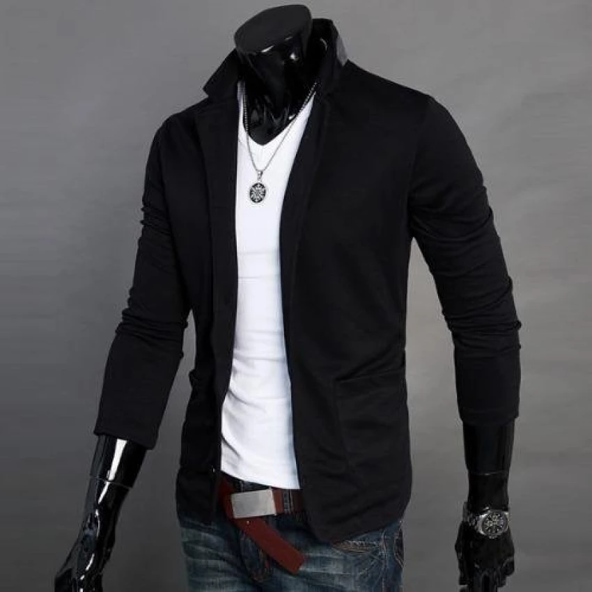 Men Concept เสื้อสูทผู้ชาย ผ้ายืด รุ่น IN1366 (สีดำ คอปก) (รุ่น 2F1iuN3030)