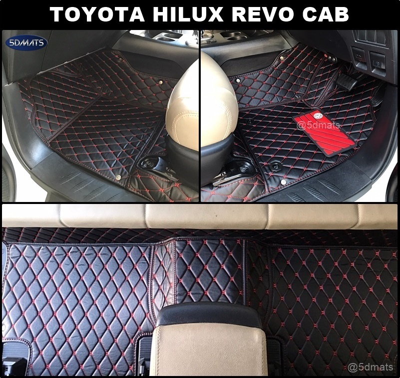 พรมปูพื้นรถยนต์6D TOYOTA REVO CAB พรม6D QX หนังหนานุ่ม เกรดA เต็มคัน (3ชิ้น)