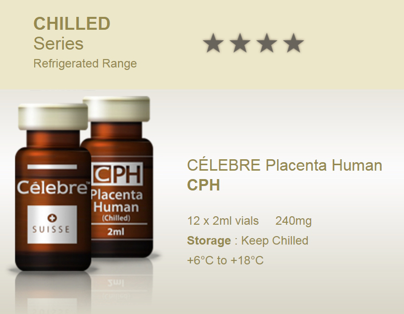 Celebre (CPH) Placenta Human S 12x 2ml vials 240mg Human Placenta-Hormone balance, improve sleep, skin elasticity, hair strength and thickness