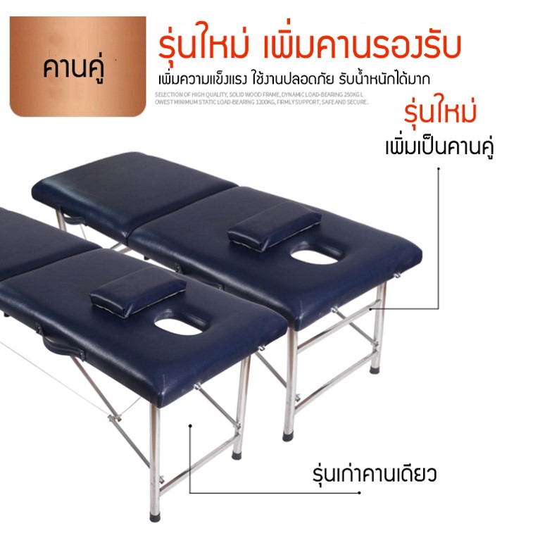 เตียงนวด พับเก็บได้ เตียงสปา SPA เตียงนวดตัว Body Massage เตียงเสริมสวย เตียงสักคิ้ว โครงสแตนเลส เบาะหนังPU สีดำ ขนาด180*60*65 รุ่น slendoat5555 ดำ