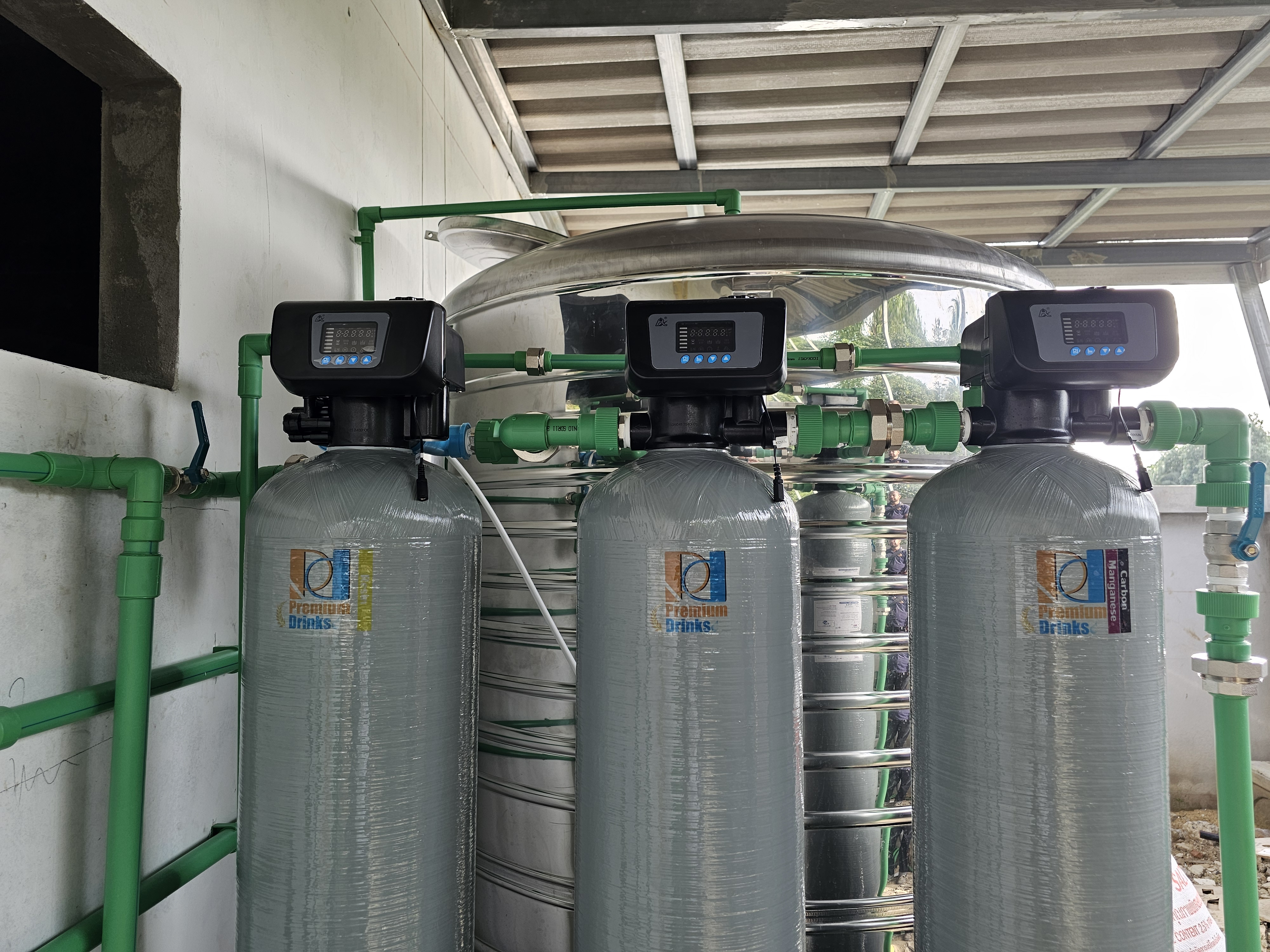 ถังกรองน้ำใช้ FRPขนาด 10x54 จุสาร50 ลิตร 3 ใบ +ชุดถังเกลือ+เกลือ ระบบ AUTO ราคาพร้อมติดตั้ง