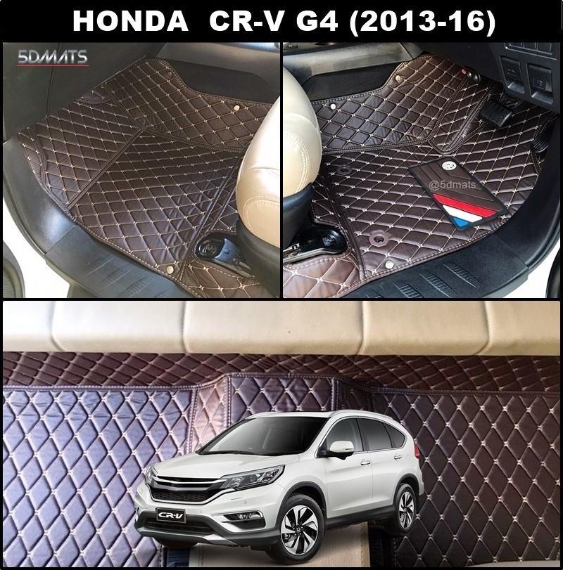 พรมปูพื้นรถยนต์ 6D HONDA CR-V G4 (2013-16) พรม6D QX สวยงาม รวมแผ่นท้าย ปิดเบาะ ตรงรุ่นรถ 6ชิ้น
