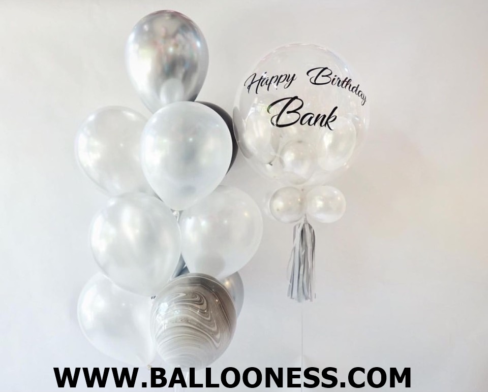 เซทลูกโป่งบับเบิ้ลวันเกิด ขนาด24นิ้ว + ช่อ 10ลูก 1ช่อ / Set Bubble HBD Balloon size24" + 1bunch