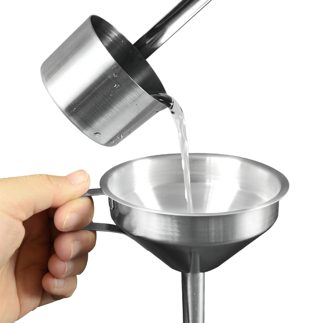 กระบวยตักน้ำ + กรวยกรองน้ำ พร้อมตะแกรงกรอง สแตนเลส 304