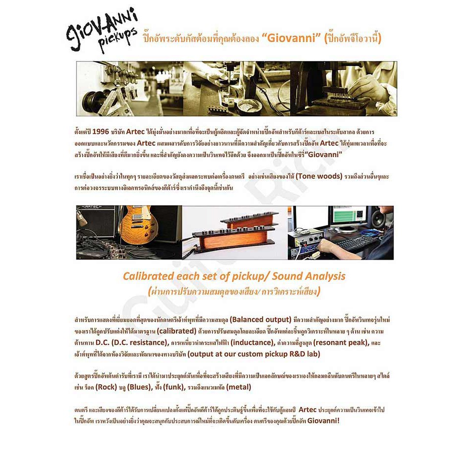 ปิ๊กอัพกีตาร์ Giovanni ซิงเกิ้ลคอยล์ รุ่น GVS60 Vintage เสียงหนา กว่าทั่วไป