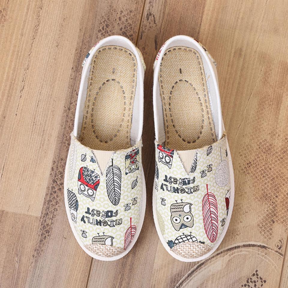 Banzai - รองเท้าคัทชูหุ้มส้นรองเท้าผู้หญิง HYS-023 Size 38 ( สีครีม ลายการ์ตูน )