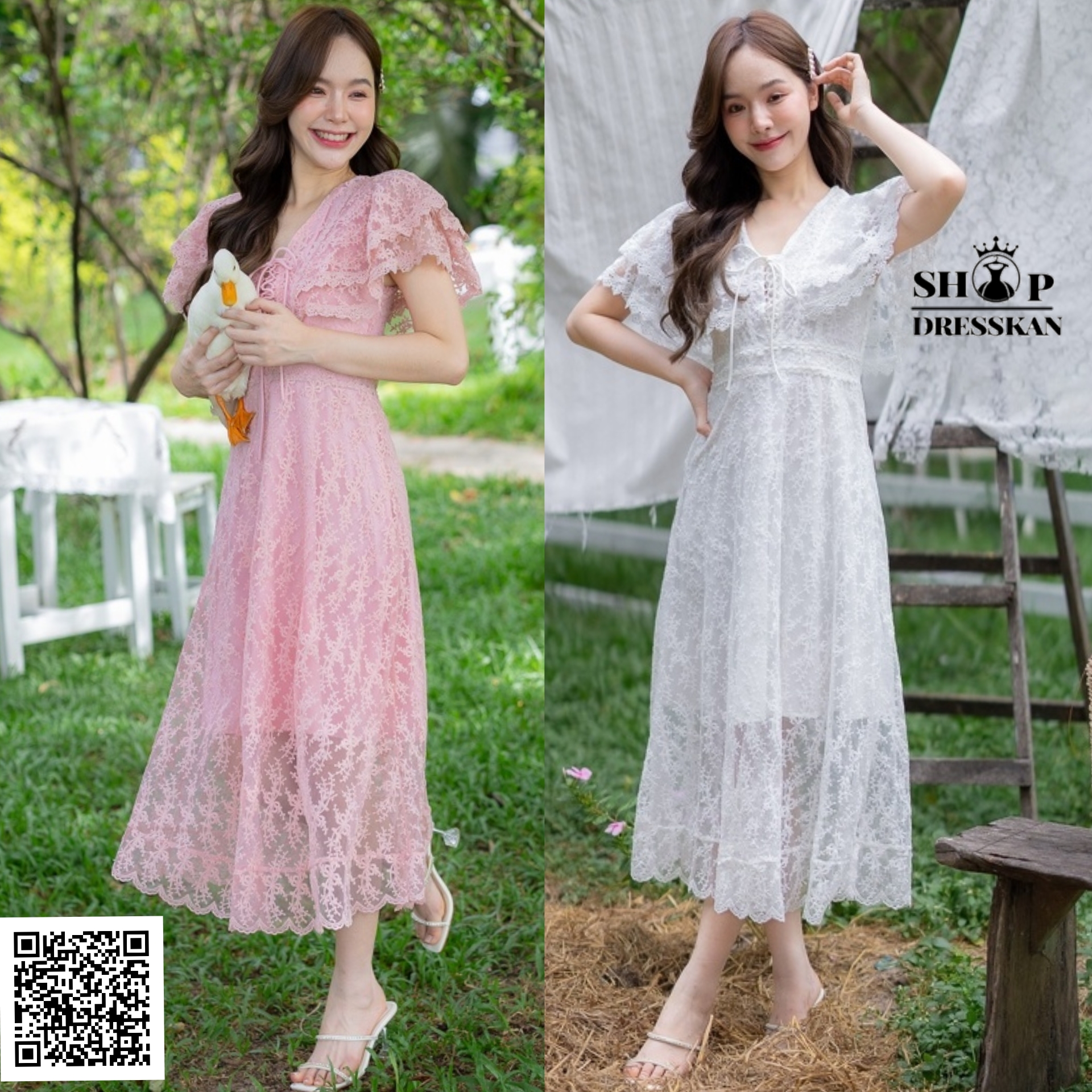 ✔️พร้อมส่ง :: ชุดเดรสแฟชั่นยาวงานป้ายคุณภาพ⭐[ S-M-L-XL-2XL] ::ชุดเดรสยาวผ้าลูกไม้เนื้อดี ดีเทลแต่งระบายร้อยเชือกผูกโบว์อก กระโปรงทรงยาวพริ้วสวย ซิปซ่อนหลัง บุซับใน ใส่เที่ยวหรือจะใส่ออกงานสวยๆ