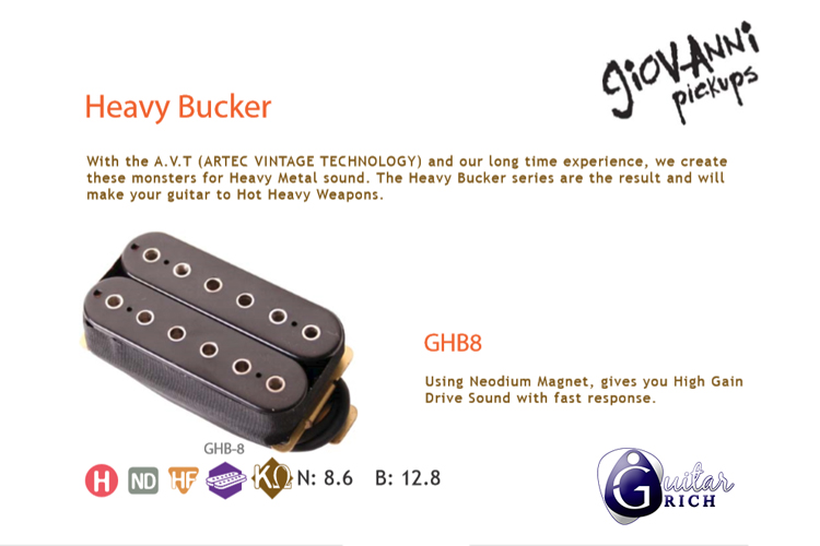 ปิ๊กอัพ ฮัมบัคเกอร์ Giovanni กีตาร์ไฟฟ้า รุ่น GHB8 - Heavy Bucker