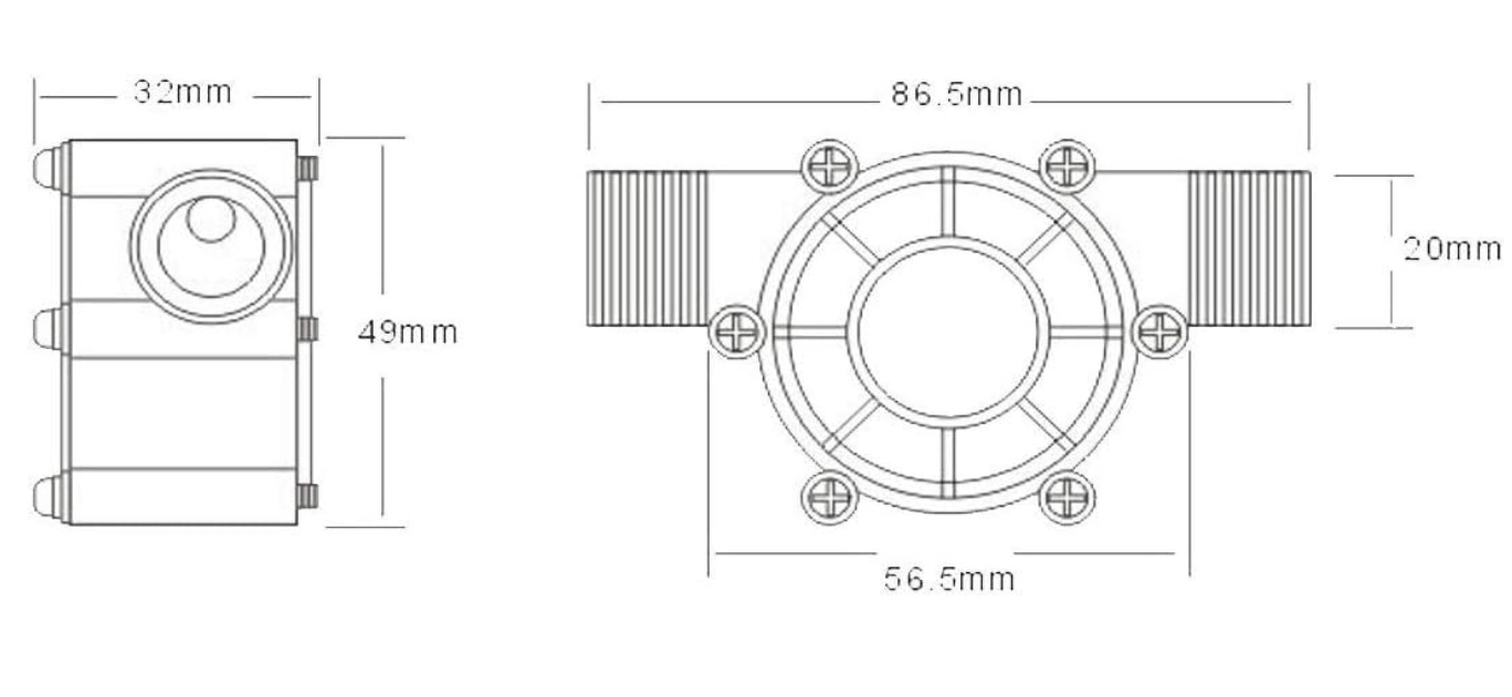 โมดูลกำเนิดไฟฟ้าพลังงานน้ำ แรงดัน 12V (Water Flow Generator Turbine/Micro Hydro Generator) F50-12V