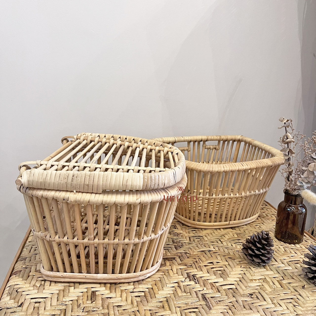 ตะกร้าหวายฝาปิด ตะกร้าใส่ของ ตะกร้ามินิมอล ตะกร้าสัตว์เลี้ยง ตะกร้าท้ายรถ ตะกร้าจักรยาน 🚲