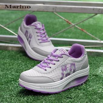 Marino รองเท้าผ้าใบ รองเท้าเพิ่มความสูงสำหรับผู้หญิง No.A013 - Grey/Purple