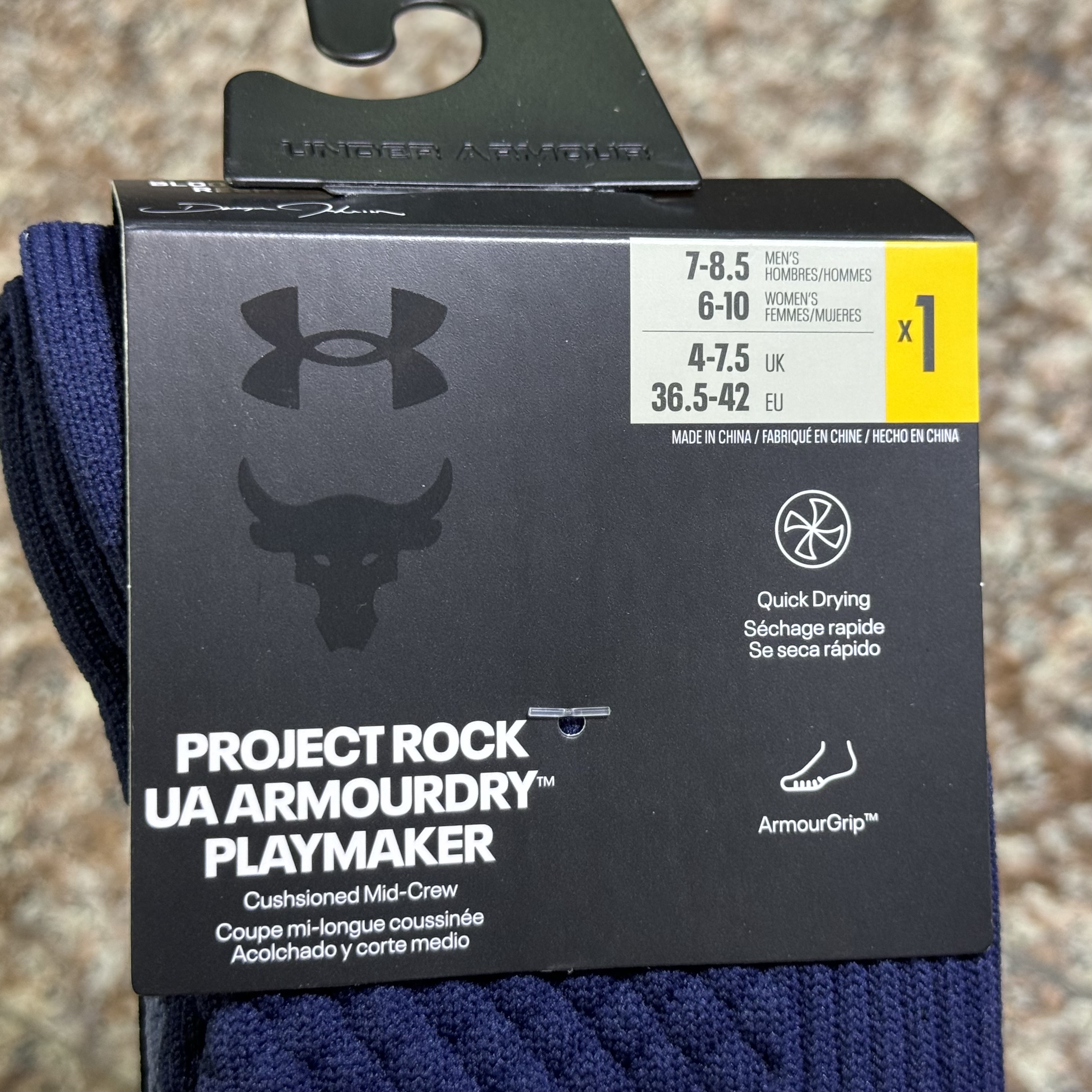 ถุงเท้า Under Armour Project Rock PlayMaker Crew ‘LIMITED’ (MD,LG,XL)