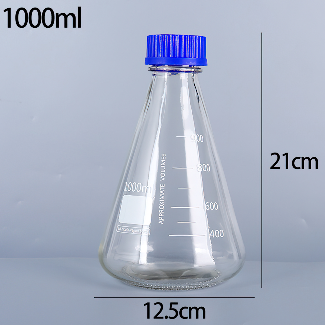 ขวดแก้วทรงกรวย Erlenmeyer flask /conical flask มีสเกล 500/1000ml