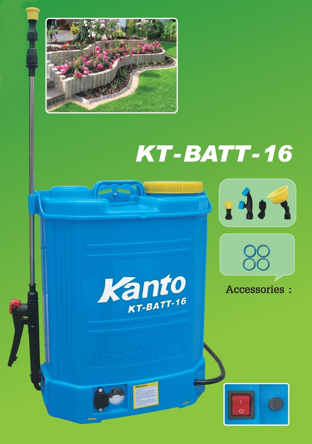 เครื่องพ่นยาไฟฟ้าสะพายหลัง ชนิดแบตเตอรี่ Kanto รุ่น KT-BATT-16